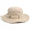 Casquettes de cyclisme 1Pc en plein air hommes solide chapeau de soleil seau Jungle casquette de pêche Camping large bord femmes été militaire Boonie