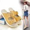 Slippers Summer Candy Color Beach Slides Women Wedges Platform Shoes Cork Sandals Cozy Cow Leather Anti-skid Thick Bottom Buckle