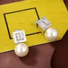 Fashion Stud Earring Gem Luxury Designer Jewelry for Women Mens Letter Earrings 925 Silver Pearl Ear Rings F Piercing Gifts Aretes With Box