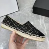 Espadrillas classiche da donna in pelle di agnello primaverile Scarpe casual da donna Sneaker da pescatore Canvas VS Calzature con plateau in tweed in vera pelle Beige Nero Taglia 35-42