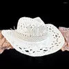 Bérets blanc élégant Cowgirl chapeau mariée mariage Po Costume accessoires été évider femmes fille Style occidental Cowboy casquettes