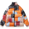 남성용 재킷 패치 워크 인쇄 캐슈 가역 가능한 남성 복어 파카 겨울 힙합 패션 대형 두꺼운 따뜻한 코트 패딩 재킷 남성 230104