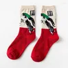 Men's Socks 2023 Spring And Autumn Retro Character Couple Lady Father Grandfather Cotton Personality