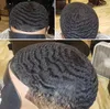 Afro våg hår män peruk spets front pu toupee jet svart peruansk jungfru remy mänsklig hår ersättare för svarta män snabb uttryck leverans