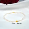 anklets zhixi天然淡水真珠ンクレットリアル18kゴールドau750ボール3-3.5mm女性用ファインジュエリーギフトJ571