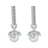 Charme De Luxe Long Stud Fleurs Boucles D'oreilles De Mariée Pour Le Mariage Diamant Sier Designer Boucle D'oreille Femme Imitation Perle Aaa Cubic Zirconia Wo Dhcoo