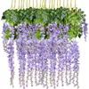 Oggetti decorativi Figurine 12pcs Wisteria artificiale Ivy fiori finti vite ratta appesa a corda di seta di seta per la casa decorazione per matrimoni 230104