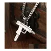 Hänge halsband nya uzi guldkedja gotiska hiphop hine pistol halsband män kvinnor modemärke pistol form långa smycken gåvor punk g dhwgx