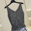 Débardeurs pour femmes Camis Knit Bottoming Shirt sans manches en soie brillante Vest Tops pour femmes 230104