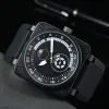 2023 New Wristwatches 남자 자동 기계식 시계 벨 브라운 가죽 검은 색 로스 고무 손목 시계 시계 선물 h3