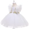 Meisje jurken prinsesjurk voor baby vliegende mouw kanten jurk elegante meisjes formeel avond feest kinderkleding 1-5 j