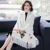 Sciarpe Donna Stile vintage Lusso Nappe calde Poncho Inverno Pashmina Avvolge Frangia Mantelle lunghe Sciarpa in cashmere Scialle donna