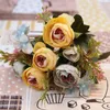 Decorative Flowers Hybrid Bouquet 28 Cm High Artificial Flower European Small Tea Rose Home Wedding Christmas Decoration