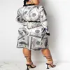 Retail Womens Sleepwear Casual Dress Pajamas Fashion Lingeries Robes Satin US Dollar Print Lace Up Medium Length Nightgowns