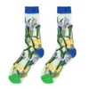 Skarpetki dla kobiet malarstwo olejne kwiat owoce urocza dziewczyna koronkowa przezroczyste kryształowe jedwabne pończochy żeńskie nylonowe mody nylonowe sokken