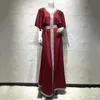 Vêtements ethniques Femmes Bourgogne Musulman Abaya Dubaï Turquie Caftan Robe Papillon Manches Maxi Robes Sexy Col En V Soirée Robes Abayas