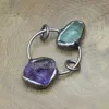 Pendanthalsband PM36841 Tin Chlorophane Amethyst Crystal Antique Bronze Plated Solded Free Form Real Quartz Jewelry