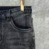 Jeans masculinos Cinza escuro Homem H Marca de alta qualidade Algodão lavado jeans retos calças calças de luxo de moda de luxo calças de esportes retro