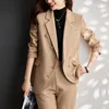 Women's Two Piece Pants 2023 Autumn And Winter Women's Professional Wear Casual Office Sets Double Breasted Ladies Jacket Two-piece