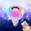 LAMP WURELESS BLUETOOTH-kompatibel högtalare Remote Controller Dimble Audio Smart RGB E27 Färgglada glödlampa