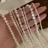 Choker Minar Elegant flera sötvatten Pärlpärlade halsband för kvinnor Partihandel Kopparguldkedjehalsband varje dag smycken