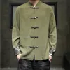 Ethnic Clothing Men Chinese Style Hanfu Tops Tang Suit Tai Chi Clothes Jackets Cotton Linen T-Shirt Oriental Fashion 30466