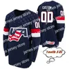 College Hockey Wears Thr Customize Men Women Kids #6 Jack Hughes S-6XL Trevor Zegras Jersey USA U18 Team 2021 Biosteel All American Game Home White Navy Away