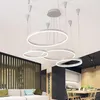 Hängslampor postmoderna ljus cirkel aluminiumlampa för vardagsrum mat akrylkontor