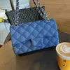 CC Bag Vintage Blue Denim Double Flap Designer Bags Two tone Gradual Diamonds Quilted Light Gold Leather Chain Shoulder Handbags Large Multi Pocket Crossbody Wallet