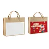 Supplies de festa sublimação em branco bolsa de natal saco reutiliza bolsa de linho de linho de linho sacos de mercearia com alças para brindes para presentes DIY Crafts WLL1886