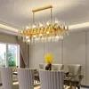 الثريات الحديثة LED الثريا الأضواء القضيب الزجاجية جولة غرفة الطعام غرفة نوم عيشة ذهبية داخلية الإضاءة مصابيح قلادة