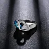 Wedding Rings Trendy Exaggerated Heart Of Ocean Ring For Women Prong Setting Cubic Zirconia Metal Silver Color