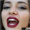 Grillz Dental Grills Hip Hop Personality Fangs Teeth Gold Sier Rose Grillz False Sets Vampire For Women Men Drop Delivery Jewelry Bo Dh8Fx