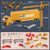 Diecast Model Alloy Engineering Bulldozer Crane Construction Truck Tower Designer för pojkar Spela grävmaskiner Set Toys Kids 230105