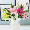 Ghirlande di fiori decorativi 5Pc Sile Fiore artificiale 3 teste Bocciolo di giglio con bouquet a stelo lungo per la festa di nozze a casa El Drop Delive Dhc5F