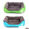 Kennels Pens Soft Warm Fleece Pet Puppy Cat Dog Bed Kitten Pad Cushion Basket Sofa Couch Mat 6 Colors 4 Size Dh0314 Drop Delivery Dhu2V