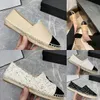 Espadrilles classiques en cuir d'agneau pour femmes, chaussures décontractées pour dames, baskets de pêcheur en toile VS cuir véritable Tweed, chaussures à plateforme à enfiler Beige noir taille 35-42