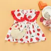 Meisjesjurken 3-24 maanden Babymeisjes Zomer Kort Mouw Jurk Kinderen Peuter schattige cartoon Strawberry Print Ruche A-lijn met tas