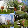 Bahçe Dekorasyonları 3pcs Minyatürler Peri Gnome Moss Terrarium Dekor Signboard Bonsai Figürinler Mikro Peyzaj Reçine El Sanatları Boa DHMLW