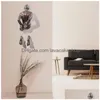 Objets décoratifs Figurines 3D à travers le mur Figure Scpture Résine Galvanoplastie Imitation Cuivre Ornement de caractère abstrait Stat Dhy3U