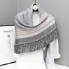 Scarves Female Luxury Design Stripe Printed Foulard Scarf Sun Protective Outdoor Women Soft Square Silk Muslim Hijab Wrap