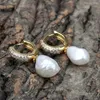 Boucles d'oreilles créoles mode coréenne perle pendentif charmante perle ronde balancent pour les femmes Fine Zircon bijoux cadeau en gros