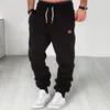 Men's Pants Trendy Thermal Trousers Faux Leather Logo Shrinkable Cuffs Anti-pilling Men Sweatpants For School