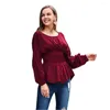 Women's Blouses Solid Color Temperament Commuter Women's Top Round Neck Slim Taille Shirt Blouse Fashion Woman 2023