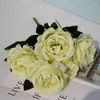 Fiori decorativi 5 teste Simulazione Real Touch Fiore di peonia Decorazione di nozze Archi floreali Piattaforma a T Piombo Bouquet di seta artificiale