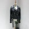 Damen-Leder-Lammfell, natürliche Damen-Bomber-Bikerjacke, lange Ärmel, Schaffellmantel H75