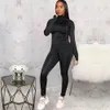 Nouveau Automne Hiver Survêtements Femmes Tenues À Manches Longues Solide Veste et Pantalon Deux Pièces Ensembles Outwork Sportswear Casual Jogger costumes Noir Sweatsuits 8573