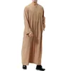 エスニック服プラスサイズのイスラム教徒の長いアラビアンのシャツ固体白い足首の長さルースカジュアルローブM-4XLイスラム衣装1