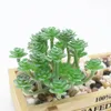 Decorative Flowers Mini Potted Artificial Green Succulent Plants Bonsai Set Fake Flower Vase Home Balcony Decoration Wholesale