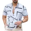 Mäns casual skjortor män skjorta kontrast färg en-breasted knapp vridning krage sommarstopp för daglig slitage